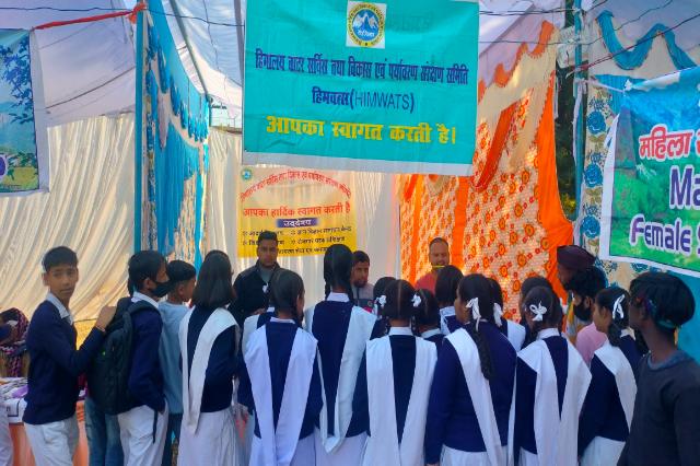 Children at the Kitab Kauthig book fair in Tanakpur.